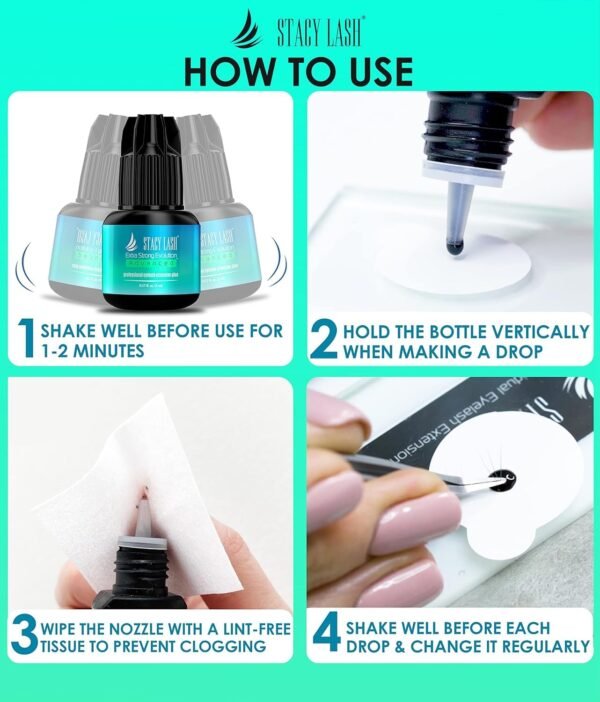 71D7sjiyb-L._SL1500_.jpg Stacy Lash Extra Strong Evolution Advanced Eyelash Extension Glue (0.17fl.oz/5ml)/ 1Sec Dry /6Weeks Retention/Black Adhesive/Professional Supplies
