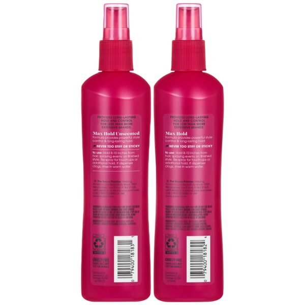 Suave Hairspray Max Hold Variety 2-Pack, Unscented & Scented Formulas – Non-Aerosol Hairspray, 11 Oz Ea