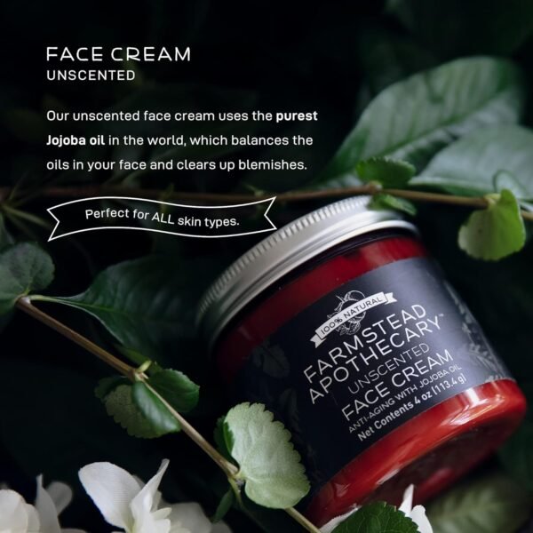 71DSmSlZZFL._SL1500_.jpg Farmstead Apothecary 100% Natural Anti-Aging Face Cream with Jojoba Oil, 4 oz (Unscented)