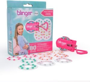 71DX-maWNBL._AC_SL1500_.jpg blinger® On The Go Mini Starter Kit – Happy (Pink) | 80 Rhinestones | Hair Styling Tool | Hair-Safe – Bling in Brush Out