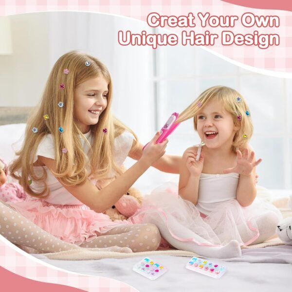 Hair Gem Stamper Kit, Bling Hair Jewels for Girls Toys, Hair Styling Tool with Reusable Shining Diamonds, Birthday Gifts Toys for Girls