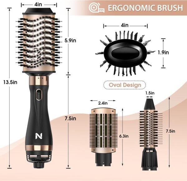 Hair Dryer Brush Blow Dryer Brush in One for Drying and Straightening, Volumizer Multi-Styler for All Hair Types, Frizz-Free Blowout Brush for Salon Quality