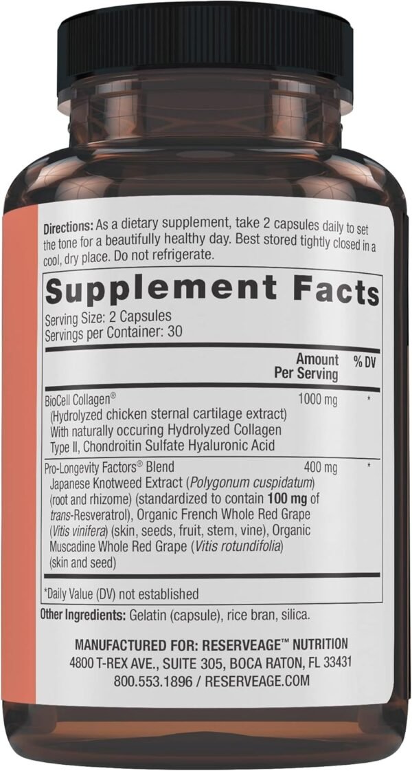 Reserveage Beauty, Collagen Booster, Collagen Supplement for Skin Care and Joint Health, Supports Healthy Collagen Production for Men & Women, 60 Capsules (30 Servings)