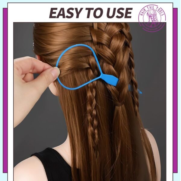 71DwD9Ea4lL._SL1500_.jpg Teenitor 4pcs Pony Hair Tail Accessories, 2 Pairs French Braiding Tool, Turvy Styling Tool for Women Girls, Ponytail Pull Through Tool Purple/Blue