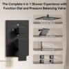 Shower System Matte Black Shower Faucet Set,Bostingner Four Modes Shower Faucet with 2 in 1 Handheld,Ceiling Mount 10 Inch Shower Head with 6 Inch Shower Head, 4Pcs Body Jets With Dual Head Shower Set