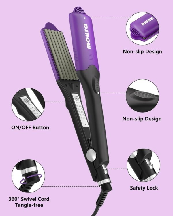 71Dz-1HSW6L._AC_SL1500_.jpg DSHOW Hair Crimper for Women with 4 Interchangeable Plates, Crimper Hair Iron Volumizing Flufft Hairstyle Crimping Iron for Hair with 5 Heat Settings & 60 Min Auto Off