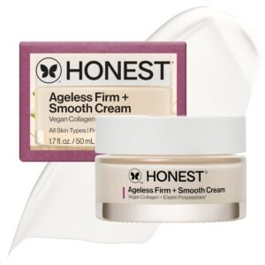 71E3uExIkQL._SL1500_.jpg Honest Beauty Ageless Firm and Smooth Cream | Powered by Vegan Collagen and Elastin Polypeptides | Firmer, Smoother Looking Skin | Fragrance Free, EWG Verified, Vegan, Cruelty-Free | 1.7 fl oz