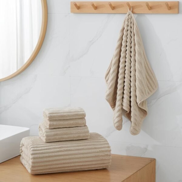 Extra Large Bath Towel Set of 6 (40"x80"),Oversized Bath Sheet Super Soft Highly Absorbent Microfibers Quick Dry Luxry Shower Towel for Bathroom Spa Gym Hotel Yoga(Beige, 6Piece)