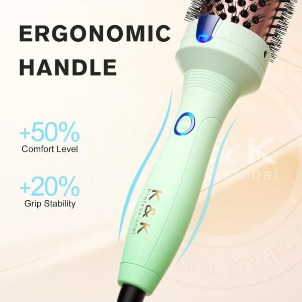 71ES1o9eIvL._AC_SL1500_.jpg K&K Pro Thermal Brush, 1 1/2 Inch Ionic Heated Round Brush for Blowout Look, Tourmaline Ceramic Hot Bristle Get Natural Curls, Creates Salon-Quality Blowouts, Dual Voltage for Travel