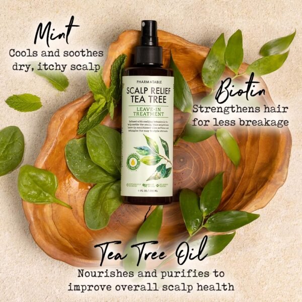 Scalp Relief Tea Tree Leave-In Conditioner, Soothes Itchy, Dry Scalp, Hydrates, Detangles & Nourishes Hair, Lightweight Formula, 240ml/8 fl oz