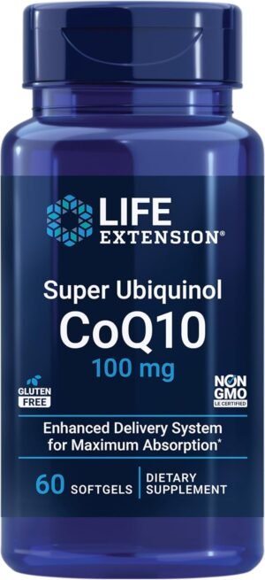 Life Extension Super Ubiquinol CoQ10 100 mg – For Heart Health & Anti-Aging - Cholesterol & Energy Management Supplement – Coenzyme Q10 for Organs - Gluten-Free, Non-GMO – 60 Softgels