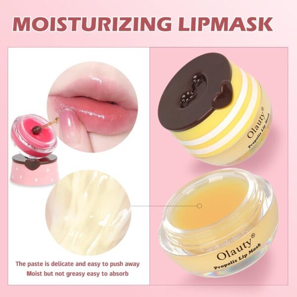 71EWpQLJML._SL1500_.jpg 8 PCS Bee Lip Balm Lip Mask Honey Pot, Propolis Lip Mask Overnight Moisturizing Lip Balm with Stick, Sleeping Lip Mask Hydrating Prevention Dry & Cracked,Reduce Lip Lines Lip Scrubs Exfoliato Lip Care