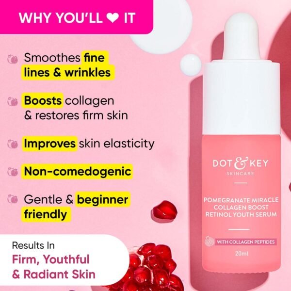 71Eg84j1bCL._SL1500_.jpg Pomegranate & Retinol Anti Ageing Serum for Face| Boosts Collagen | Reduces Fine Lines & Wrinkles| For Mature, Combination & Dry Skin | Fights Signs of Ageing, 20ml