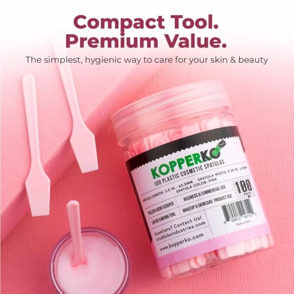 Cosmetic Spatulas (2.5”, 100 Pack) - Small Plastic Spatula for Cosmetics, Creams & Crafts | Essential Esthetician Supplies | Makeup Spatula or Multipurpose Mini Applicator for Skincare | Pink