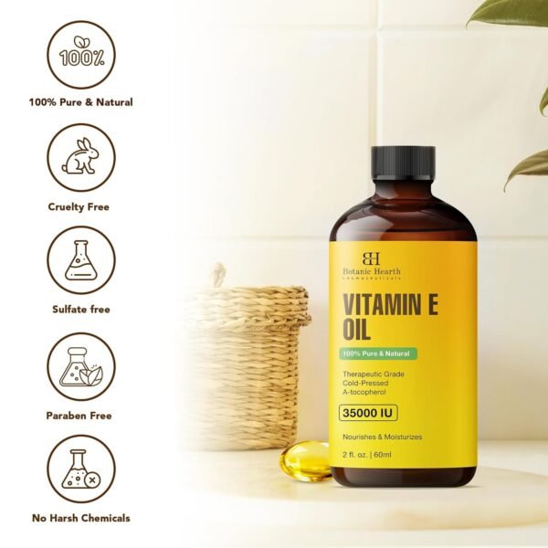 71F44KkgAaL._SL1500_.jpg Botanic Hearth Vitamin E (Glass Bottle 2 fl oz) | 100% Pure & Natural | 35,000 IU | For Growth of Nails, Hair, Eyebrows & Eyelashes | Includes Brush Set | Hair & Body Oil