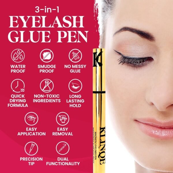 71FAIkme28L._SL1500_.jpg KLINQE Black Eyeliner Eyelash Glue Liner, Latex Free Lash Adhesive, Strong Hold, Glue Pen For Strip Lash, Magnetic Eyelashes, Smudge Proof, Eye Jewelry