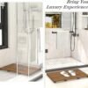Bamboo Wooden Bath Floor Mat for Luxury Shower - Non-Slip Bathroom Waterproof Carpet for Indoor or Outdoor Use (Walnut)