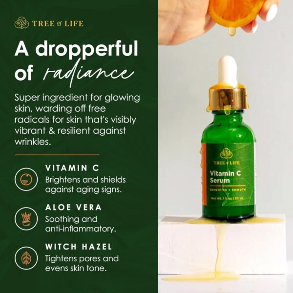 71FIK0qon9L._SL1500_.jpg Tree of Life Beauty Vitamin C Skin Care Set, Skin Brightening Face Oil for Dark and Age Spots, Facial Serums for Dry and Sensitive Skin with Hyaluronic Acid & Vitamin E for Soft Smooth Skin, 1 Fl Oz