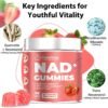 NAD+ Gummies Supplement for Anti-Aging, Energy & Focus Boost | Resveratrol, Nicotinamide Riboside | Strawberry Flavor,Vegan, Sugar-Free, 60 Count (Pack of 2)