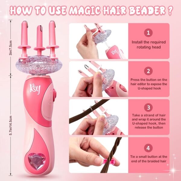 71FNHh9BqL._SL1500_.jpg Automatic Hair Braider Machine for Girls, Electric Hair Twister Styling Tool with DIY Accessories, Easy Braiding Kit, Gift for Teen Girls