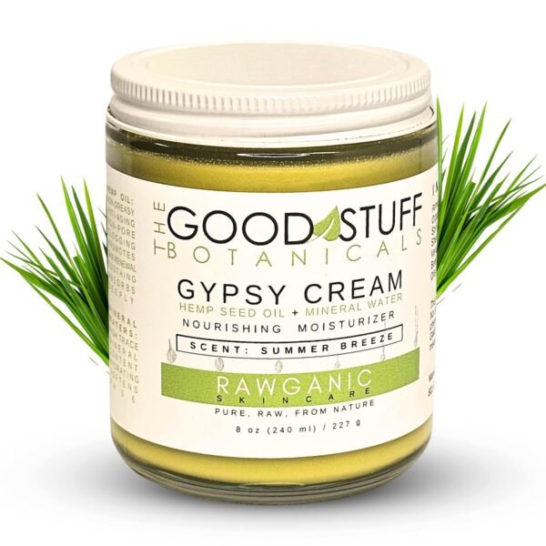 Gypsy Cream | Body and Face Moisturizer for Women | Body Cream for Dry Skin | Summer Breeze Body Lotion | Organic Hemp Oil & Hot Spring Water Facial Moisturizer - 8 oz