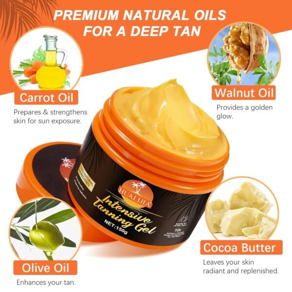 Intensive Tanning Gel,Tanning Accelerator Cream, Instant Tan Enhancer, Self Tanner Oil, Achieve A Natural, Faster & Longer-lasting with Premium Natural Ingredients, 5.29 Fl Oz