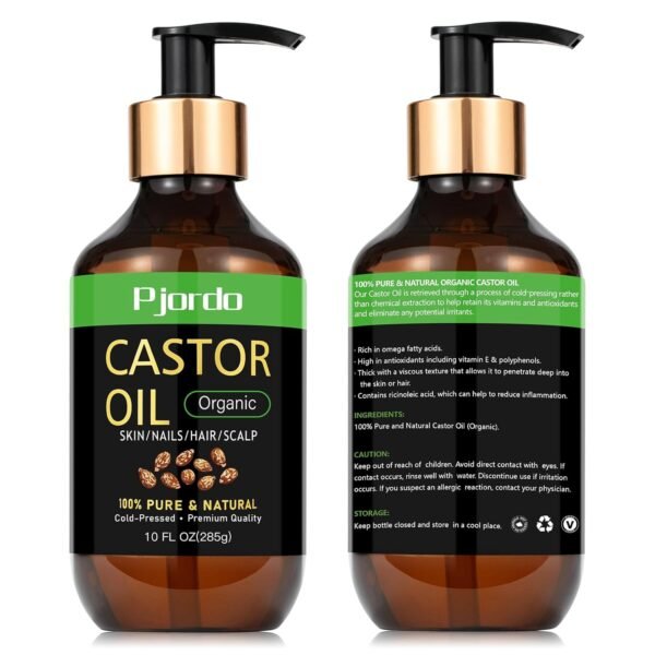 Cold Pressed Unrefined Castor Oil - 100% Pure, Hexane-Free for Hair Growth, Thicker Eyelashes & Eyebrows, Skin Moisturizer, 20 fl. oz