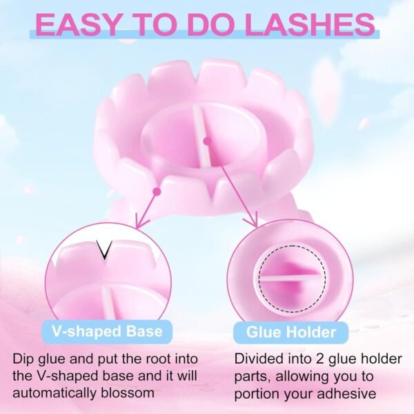 71FjjkWnLZL._SL1500_.jpg NXJ INFILILA Glue Rings, 100PCS Disposable Plastic Glue Rings for Eyelash Extensions, Nail Art Tattoo Holder, Blossom Smart Cups for Eyelash Extension Supplies Pink