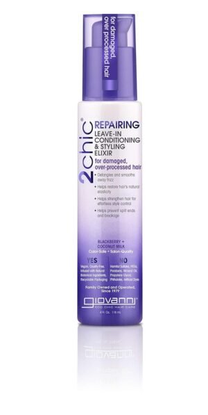 GIOVANNI 2chic Ultra Shine Leave-In Conditioning & Styling Elixir - Hair Serum for All Hair Types, Tsubaki Seed Oil & White Tea, Detangles, Smooths & Conditions, Tames Frizz - 4 oz