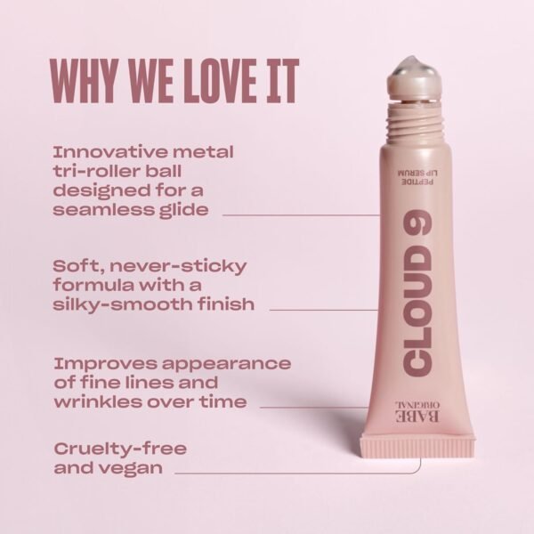 71G9M1V3w5L._SL1500_.jpg BABE ORIGINAL Cloud 9 Peptide Lip Serum | Daily Lip Treatment with Cloudberry Oil, Mushroom Extracts, Hyaluronic Acid for Dryness & Fine Lines | Smoothing & Hydrating Lip Moisturizer | Vegan Lip Care
