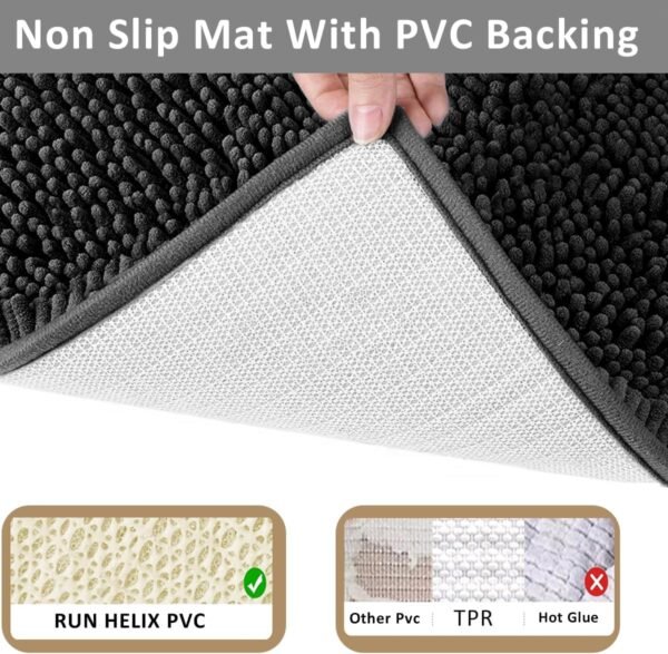 Bathroom Rugs Set Non Slip 3 Piece Bath Mat Washable Chenille Bath Rugs with PVC Backing Bath Carpet,Absorbent Bathroom Mats with Toilet Rug,Bath Mats for Bathroom,Bedroom, Kitchen,Tub,Home Decor