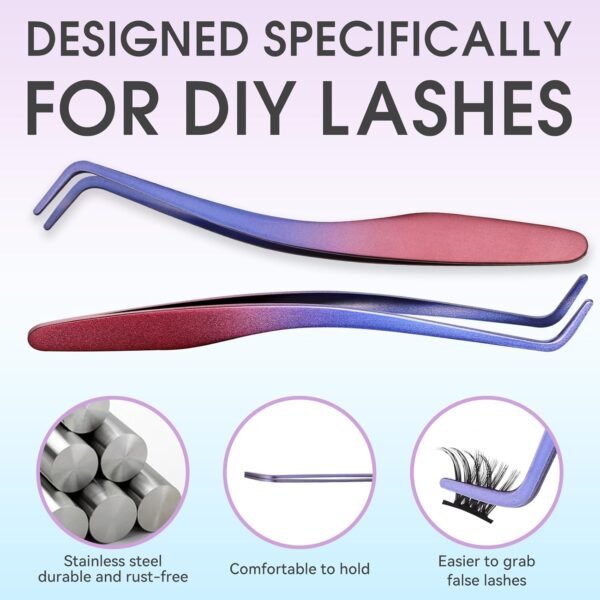 71GDmGUlftL._SL1500_.jpg 3 PCS Lash Kit Bond and Seal with Tweezers Remover Kit, DIY Eyelash Glue and Lash Applicator Tool Cluster Glue Remover Fast Removal with No Residue