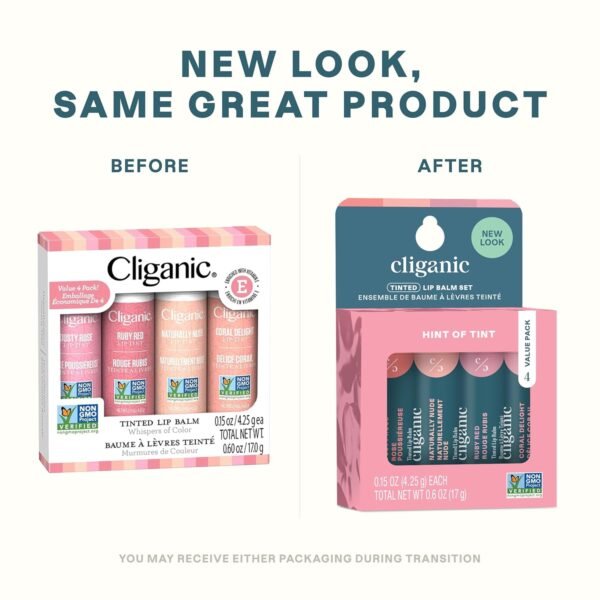 71GUOkuICTL._SL1500_.jpg Cliganic Tinted Lip Balm - Non-GMO, 4 Colors - Enriched with Vitamin E, Cruelty Free (Packaging May Vary)