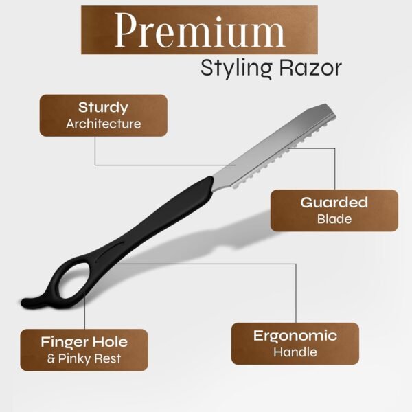 71GbU4z8yRL._SL1500_.jpg Facón Hair Razors for Cutting Hair - Professional Hair Styling Razor Kit with 11 Replacement Blades, Stainless Steel Hair Cutting Tool for Salon & Home, Premium Hair Thinning Texturizing Faether Razor