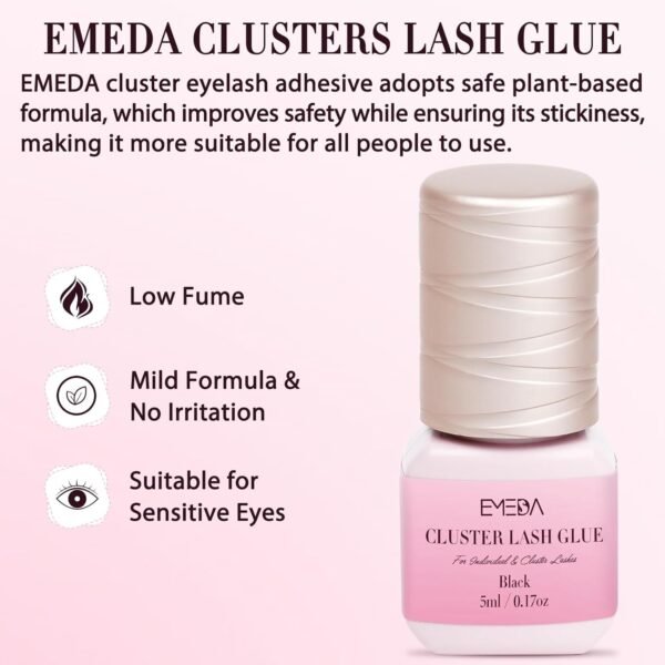 Sensitive Open Eyes Lash Extensions Glue Lasting for 10-15 Days, 3s Strong Hold/Waterproof Eyelash Adhesive for Sensitive Eyes & DIY Individual & Clusters & Semi-Permanent Lash Extensions (5ml Black)
