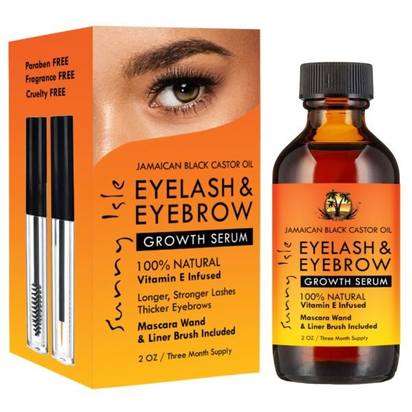 Sunny Isle Jamaican Black Castor Oil Eyelash & Eyebrow Growth Serum (Pack of 2)