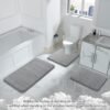 Yimobra Memory Foam Bath Mat Set 3 Pieces- Super Soft Absorbent Quick Dry Bathroom Rug Sets, Machine Washable Non Slip Floor Carpet for Tub Shower, Vanity & Toilet Base, Gray