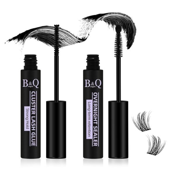 B&Q Lash Bond and Seal Cluster Lash Glue 5ML Lash Clusters Overnighter 5ML Lash Bond Lash Sealer for Cluster Lashes Waterproof Glue Longer Life Coating -2pcs