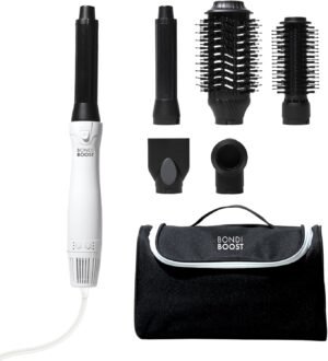 71GxVJNAMGL._AC_SL1500_.jpg BONDIBOOST 6-in-1 Everlast Airstyler System - Wet to Dry Hair Styler, Hair Dryer Brush with Curlers, Round Brushes, Dryer & Concentrator Attachments, Versatile Heat & Airflow Settings + All Hair Types
