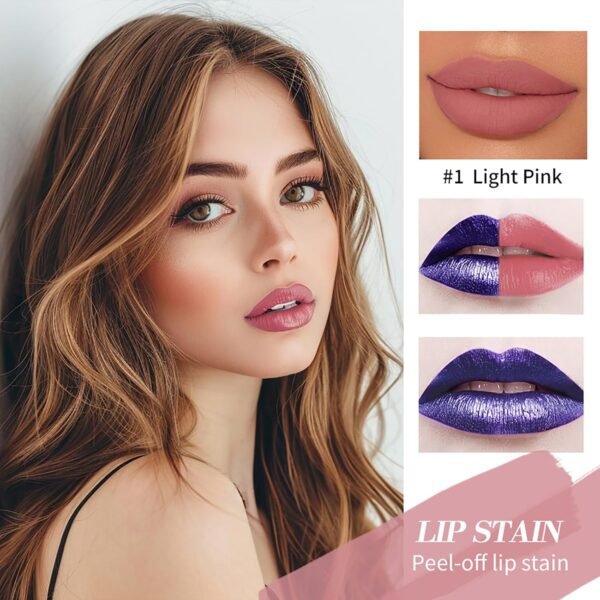 3 PCS Peel Off Lip Stain Lip Tint Set, Pinked Lip Stain Peel Off Matte Lip Liner, Long-Lasting Lip Tint Stain Peel Off Lip Gloss, Waterproof Non-stick Cup Peel Off Lipstick Lip Stains for Women