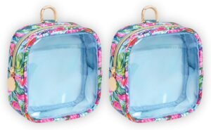Yarnic Small Makeup Bag Clear Cosmetic Bag for Purse, Mini Makeup Travel Case, Travel Essentials for Women, 2 Pack, Tropical