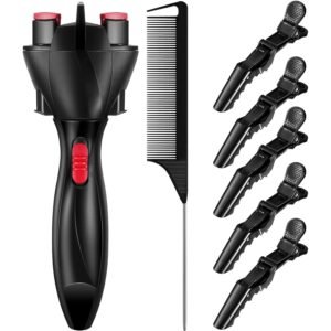 71HBhByCJbL._SL1500_.jpg 7 Pieces Automatic Braider Set - Electronic Braid Maker, Hair Twister with Comb and Clips for Styling (Black)
