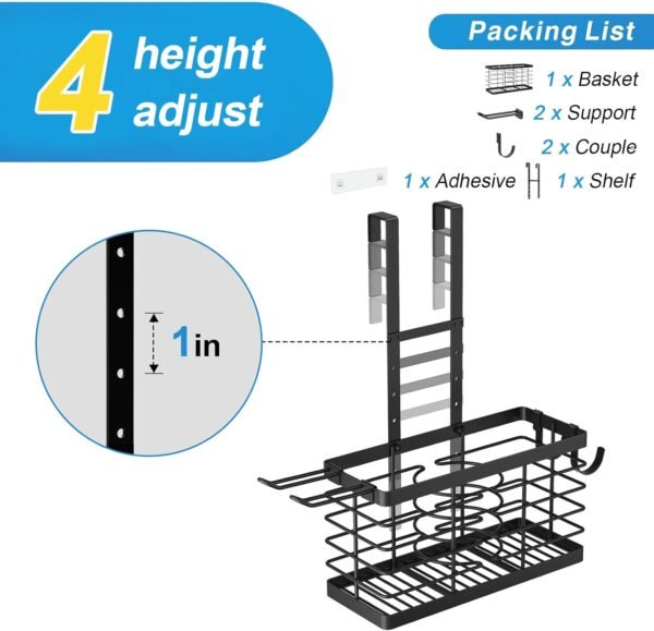 71HCqSIPHZL._AC_SL1500_.jpg Hair Tool Organizer, 3-in-1 Universal Hair Dryer Holder, Adjustable Height Metal Blow Dryer Holder Wall Mounted/Over Cabinet Door/Free-Standing (Black)