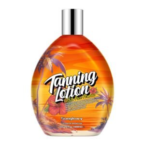 Bronzing Tanning Lotion Accelerator for Indoor Tanning Bed Cream to Get Dark Fast Tan, Sunbed Lotion w/Tattoo Protecting Formula, DHA Free, 13.5oz