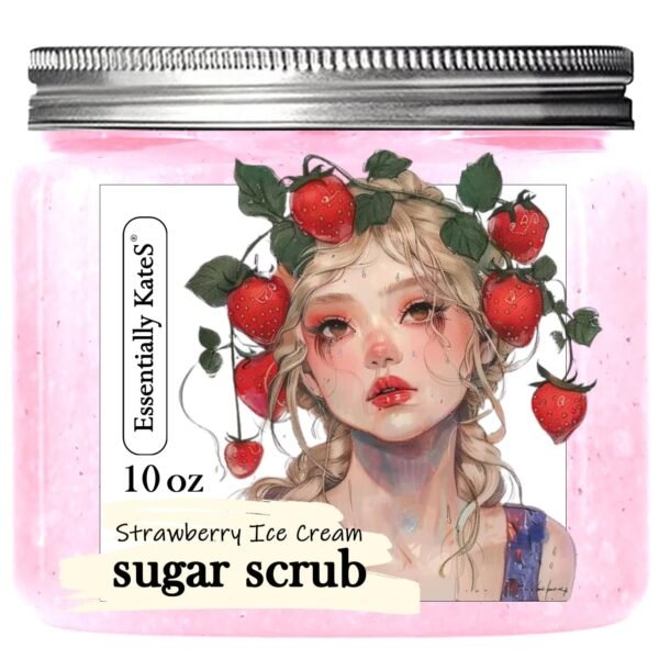 71Hj86suS-L._SL1500_.jpg Strawberry Ice Cream Sugar Scrub 10 oz - Natural Strawberry Formula - Deliciously Fragrant, Refreshing, and Skin-Polishing Care - The Best Stocking Stuffer