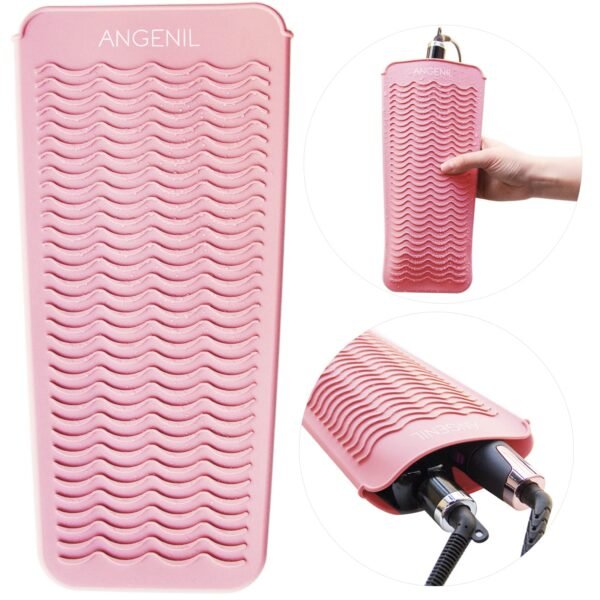 ANGENIL Heat Resistant Silicone Flat Iron Mat Pouch, For Travel Dual Voltage Curling Iron Wand, Hair Straightener, Automatic Wireless Curlers, Crimper Hair Iron, Styling Tools, Curling Brush For Women
