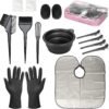 71Hp1wkdIZL._AC_SL1500_.jpg ROOHUA 16 Pieces Hair Dye Coloring Kit- Hair Tinting Bowl, Hair agitator, Dye Brush, Ear Cover, Hairpin, Hair Coloring Cape For Hair Dye Tools
