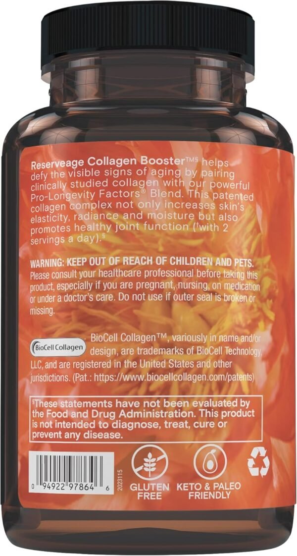 Reserveage Beauty, Collagen Booster, Collagen Supplement for Skin Care and Joint Health, Supports Healthy Collagen Production for Men & Women, 60 Capsules (30 Servings)