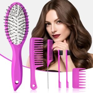 71Hpm22gfhL._SL1500_.jpg Wig Brush Comb Set, 6pcs Professional Styling Extension Brush Kit with Travel Size for Human and Synthetic Hair
