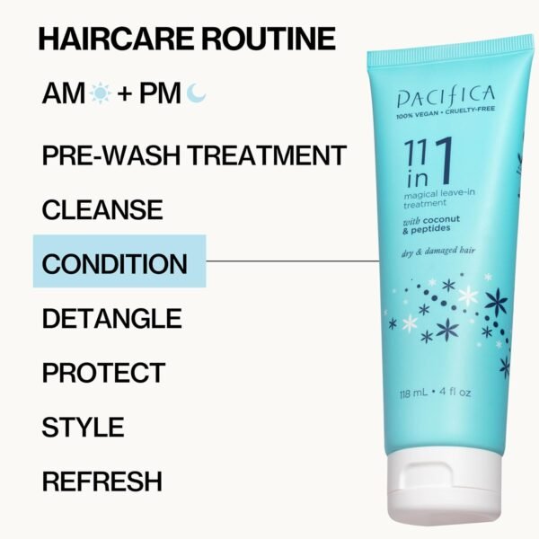 Pacifica Leave In Conditioner - 11 in 1 Magical Hair Treatment - Strengthen & Repair Damaged Hair - Deep Conditioning for Dry Hair Adds Shine & Anti-Frizz for Straight, Wavy & Curly Hair Care, Vegan